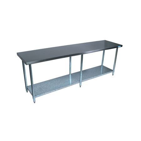 BK RESOURCES Flat Top Work Table Stainless Steel w/Galvanized Undershelf 84"Wx24"D VTT-8424